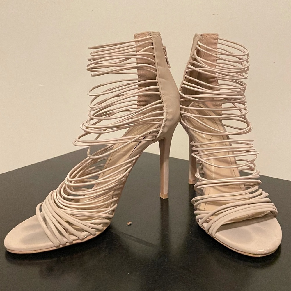 Nude strappy heels